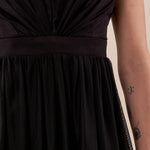 Abito lungo Donna cerimonia con pieghe su corpetto. AB002161 NERO ARTIGLI 