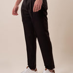 Pantalone una pence modello tapred fit con risvolto uomo. OC1S2S5P07 NERO OVER-D 