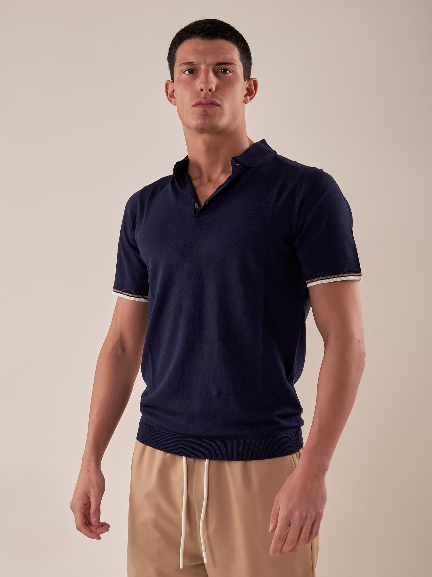 Polo manica corta viscosa crepe f.12 uomo. CON2158125 NAVY CONSENSO 