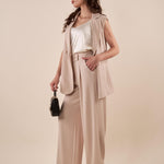 Pantalone Donna palazzo con pences ed elastico sul retro. KAR857/321EC BEIGE EXTASY 