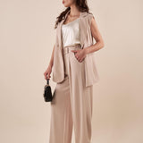 Pantalone Donna palazzo con pences ed elastico sul retro. KAR857/321EC BEIGE EXTASY 