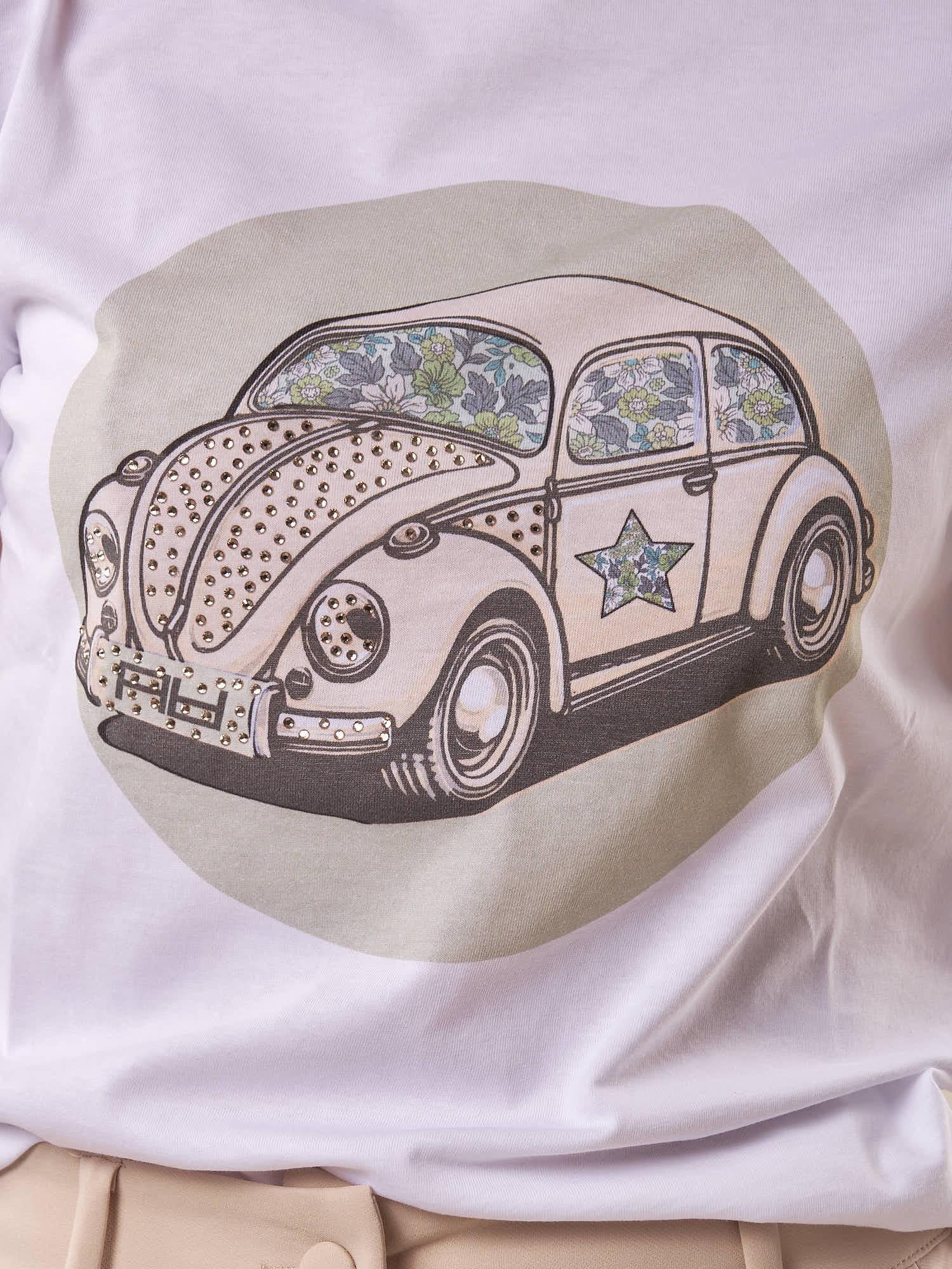 T-Shirt manica corta con stampa aurto donna. TS002635 BIANCO ARTIGLI 