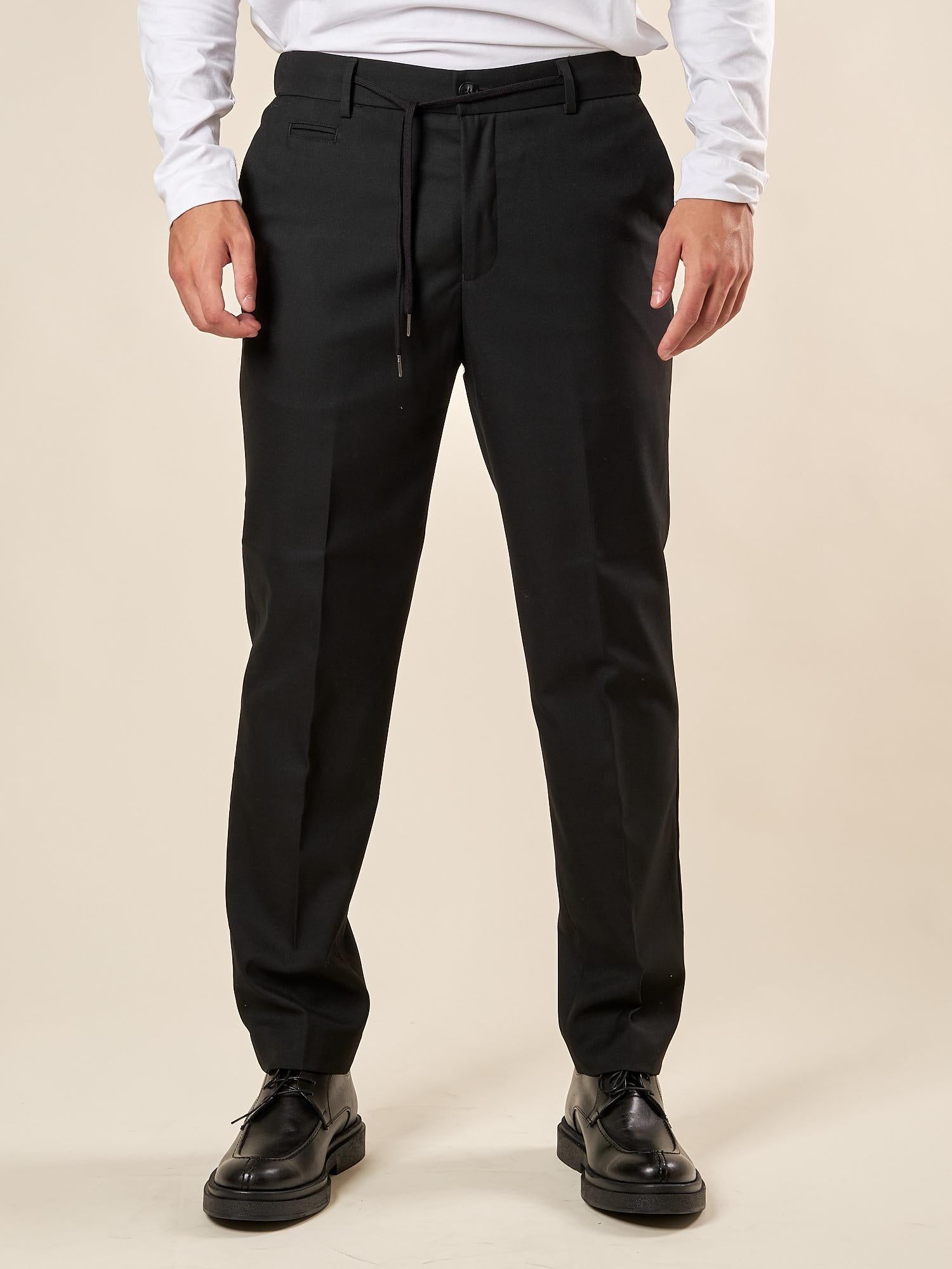Pantalone da Uomo Regular Fit con Laccetto Tasche allAmericana, Passacinta ed Elastico Posteriore. PSI1803H NERO HAMAKI-HO 