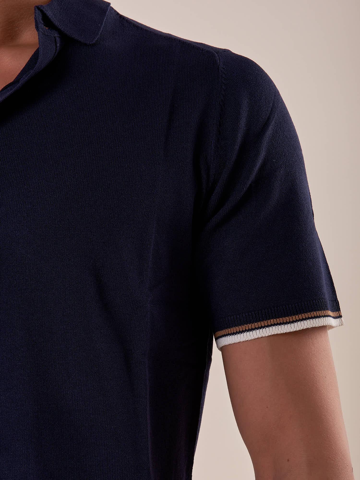 Polo manica corta viscosa crepe f.12 uomo. CON2158125 NAVY CONSENSO 