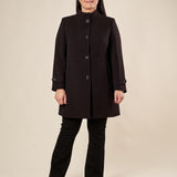 Cappotto Donna Curvy in Doppio Crepe con Collo alla Coreana  Eleganza Essenziale e Vestibilità Perfetta. F646YBFFAUSTINA NERO Lizalù 