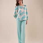 Blusa in fantasia manica lunga donna. BL002246 PANNA ARTIGLI 