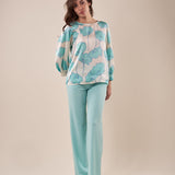 Blusa in fantasia manica lunga donna. BL002246 PANNA ARTIGLI 