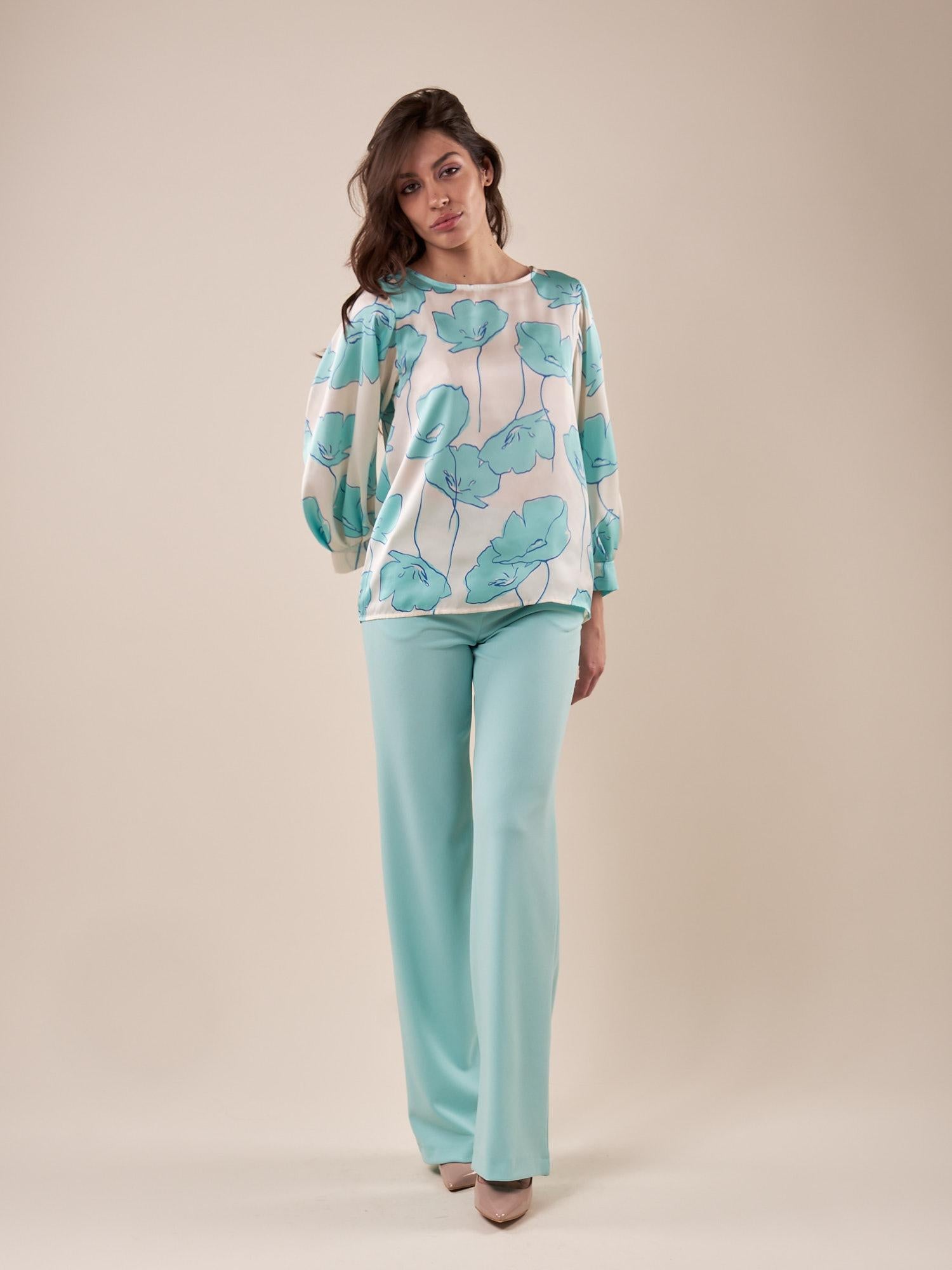 Blusa in fantasia manica lunga donna. BL002246 PANNA ARTIGLI 