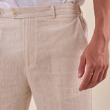 Pantalone da Uomo in misto lino con tasche allamericana e mezza molla sul retro. PSE1766H BEIGE HAMAKI-HO Uomo 