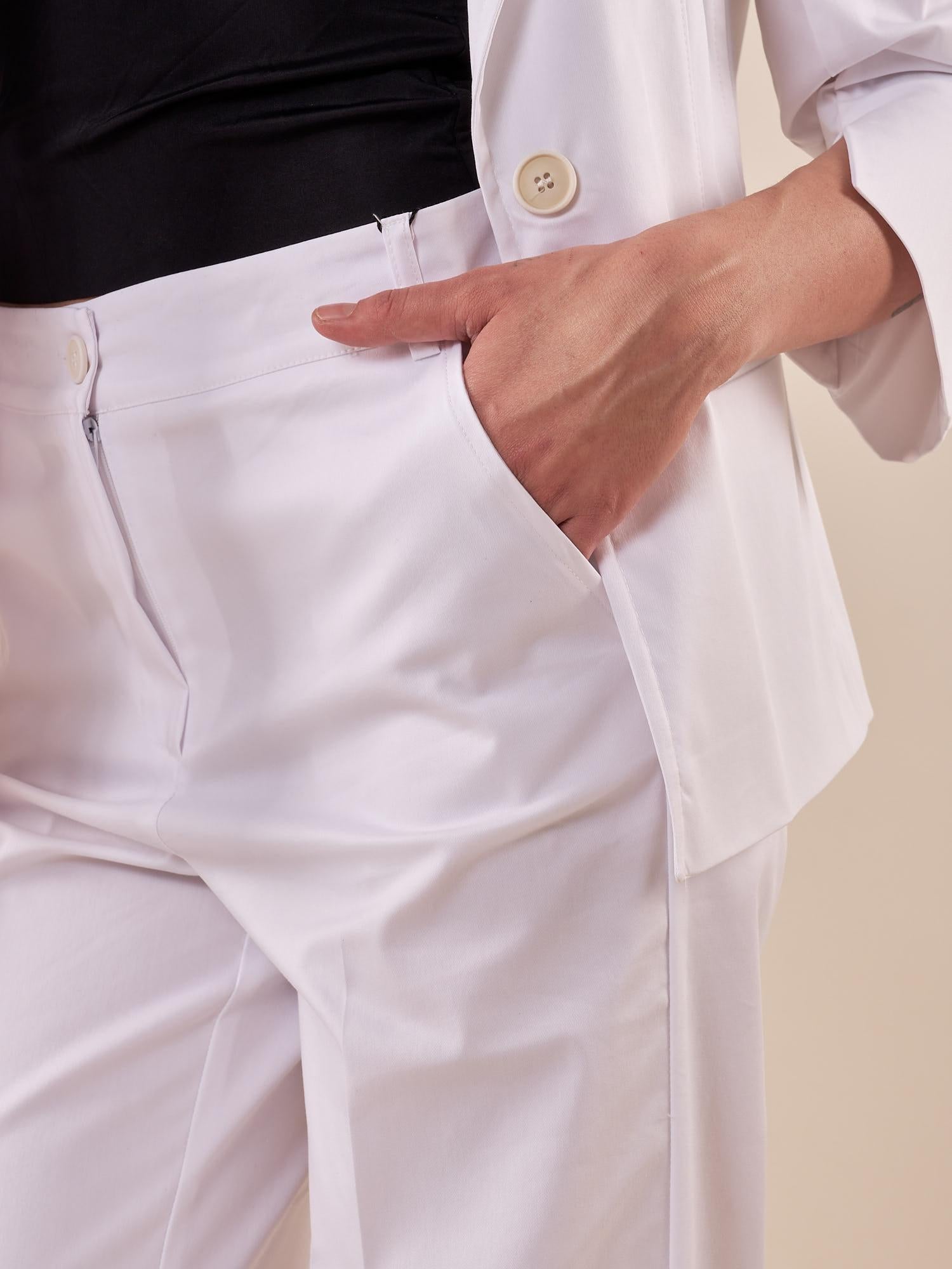 Pantalone Donna in Raso di Cotone a Palazzo ROMI/A5215 BIANCO ROMIHO 