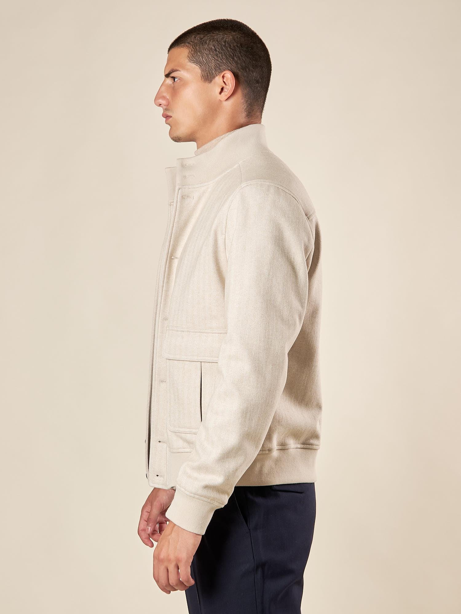 Giubbino da uomo modello Bomber in tessuto spigato. GBI1619H BEIGE HAMAKI-HO 