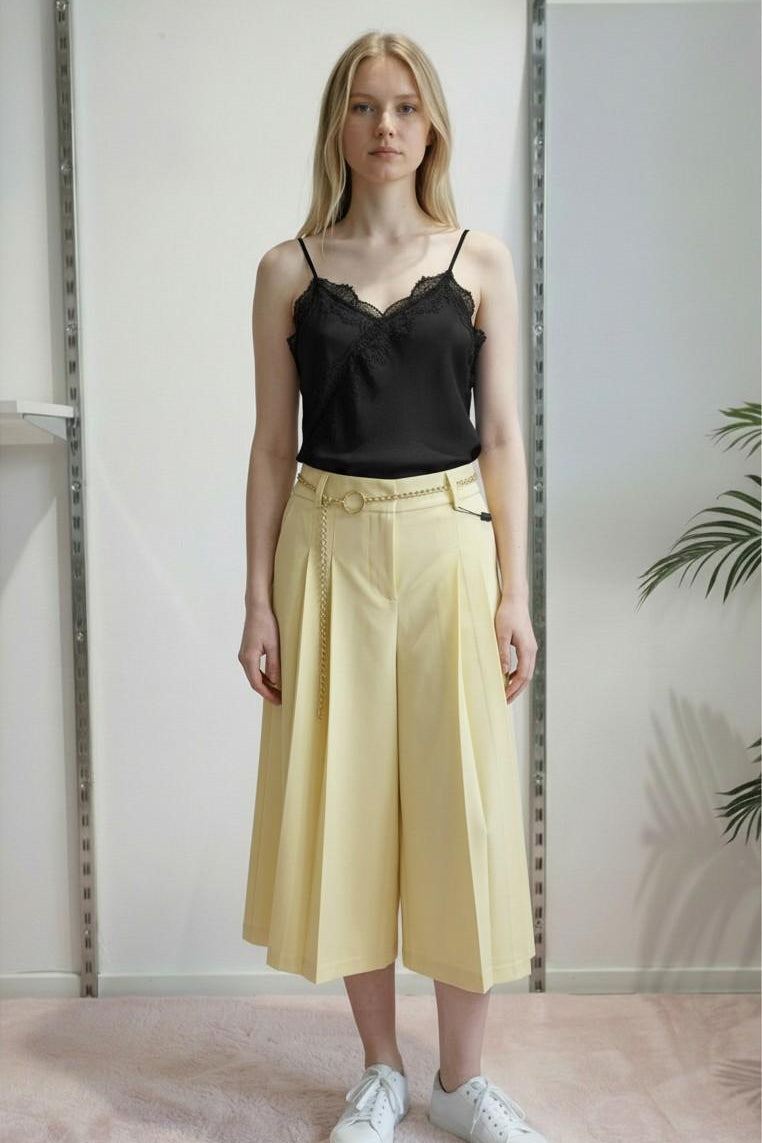 Pantalone Donna Modello Gonna-Pantalone con Tasca allAmericana e Due Pences PG126G GIALLO EXTASY 