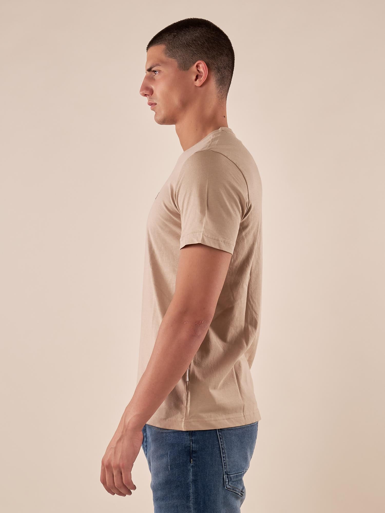 T-shirt Uomo manica corta in cotone 100% con logo stampato a contrasto. TS616034 BEIGE Henry Cotton's 