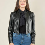 Giacca donna corta in ecopelle. GI003626 NERO ARTIGLI 