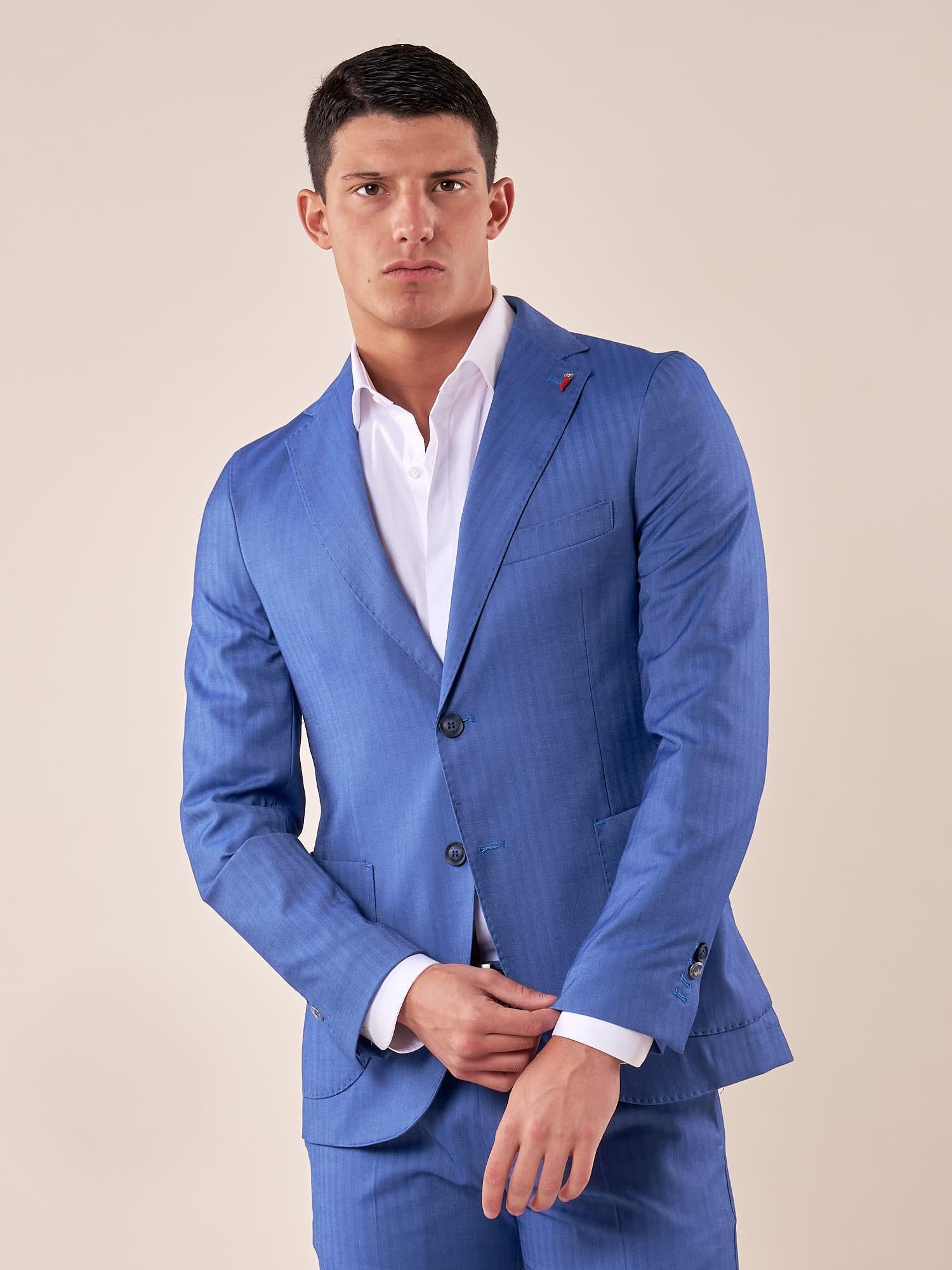 Abito classico in tessuto rigato sartoriale uomo. GIU-ABS80 DENIM MULISH 