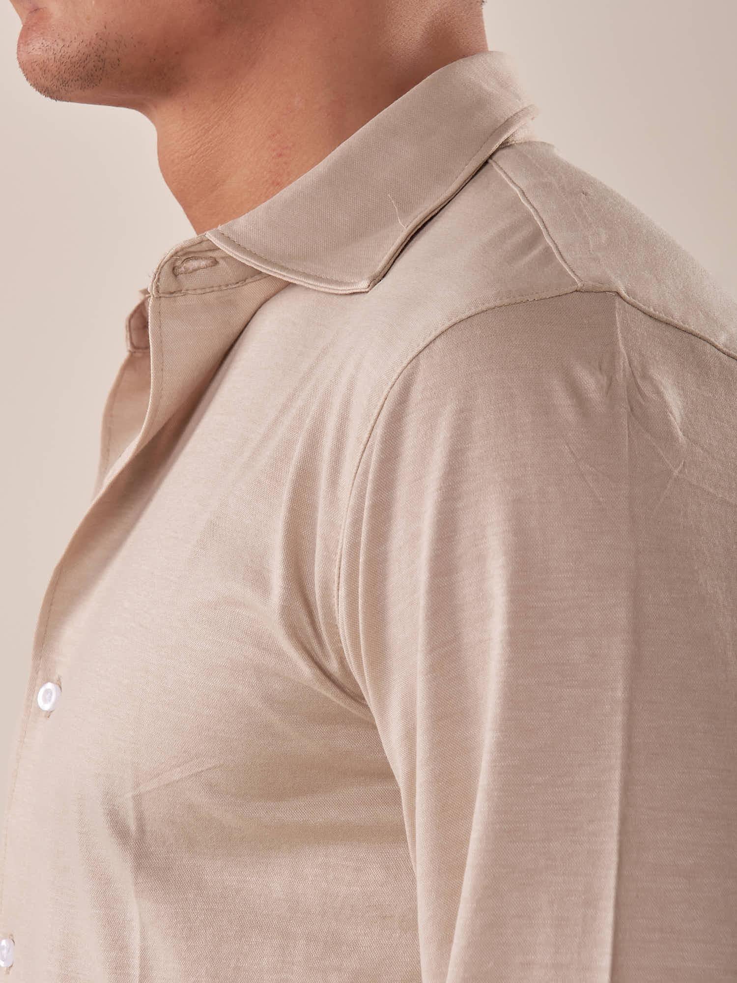 Camicia manica lunga micro piquet uomo. OC1S2S5C35 GREIGE OVER-D 