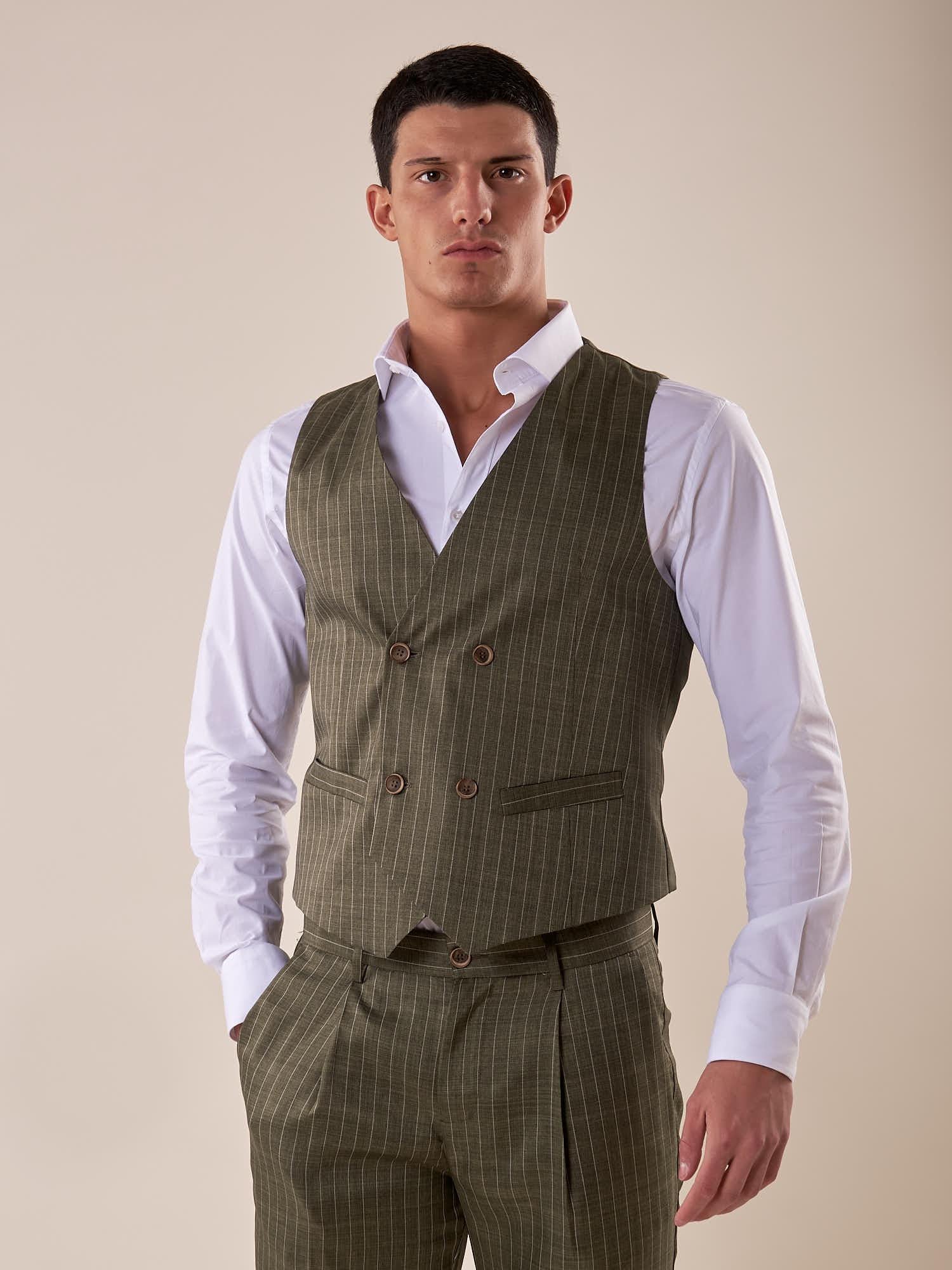 Gilet doppio petto rigato uomo. OE1S2S5I03 MILITARE OVER-D 