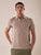 Men's short-sleeved polo shirt with derby collar, stretch piquet.