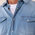 Camicia jeans manica lunga bottone a pressione con tasche uomo. M48667 DENIM SUPERIOR VINTAGE Uomo 