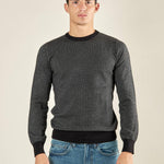 Maglia Uomo Girocollo Manica Lunga in Misto Viscosa con Micro Disegno CON/4034225 BLACK CONSENSO 