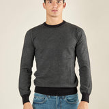 Maglia Uomo Girocollo Manica Lunga in Misto Viscosa con Micro Disegno CON/4034225 BLACK CONSENSO 
