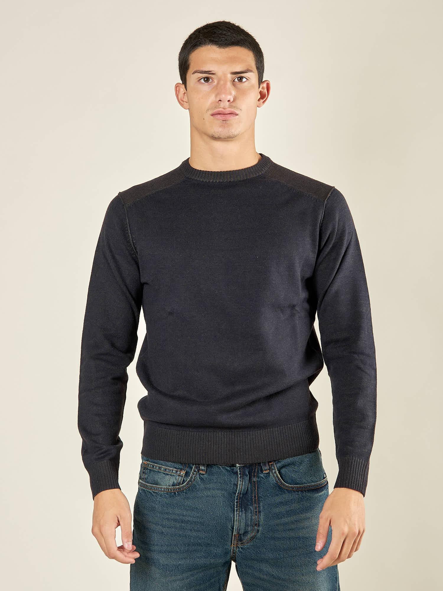 Maglia Uomo Invernale Manica Lunga in Poly Wool Finezza 12 con Costine Spalla. CON4130225 NAVY CONSENSO 