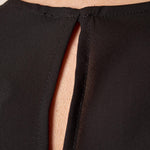 Blusa Donna Curvy Girocollo  Manica Lunga con Dettaglio Gioiello e Pience Frontali. F196YBFPEG NERO Lizalù 