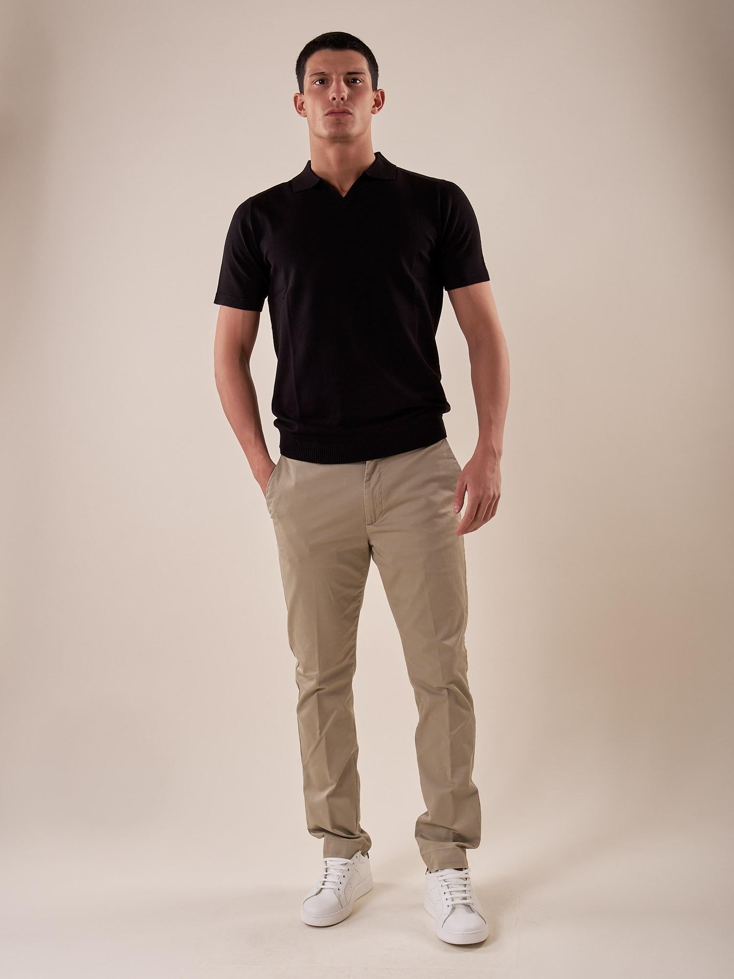 Polo manica corta collo derby viscosa tessuto crepe finezza 12 uomo. CON2152125 BLACK CONSENSO 