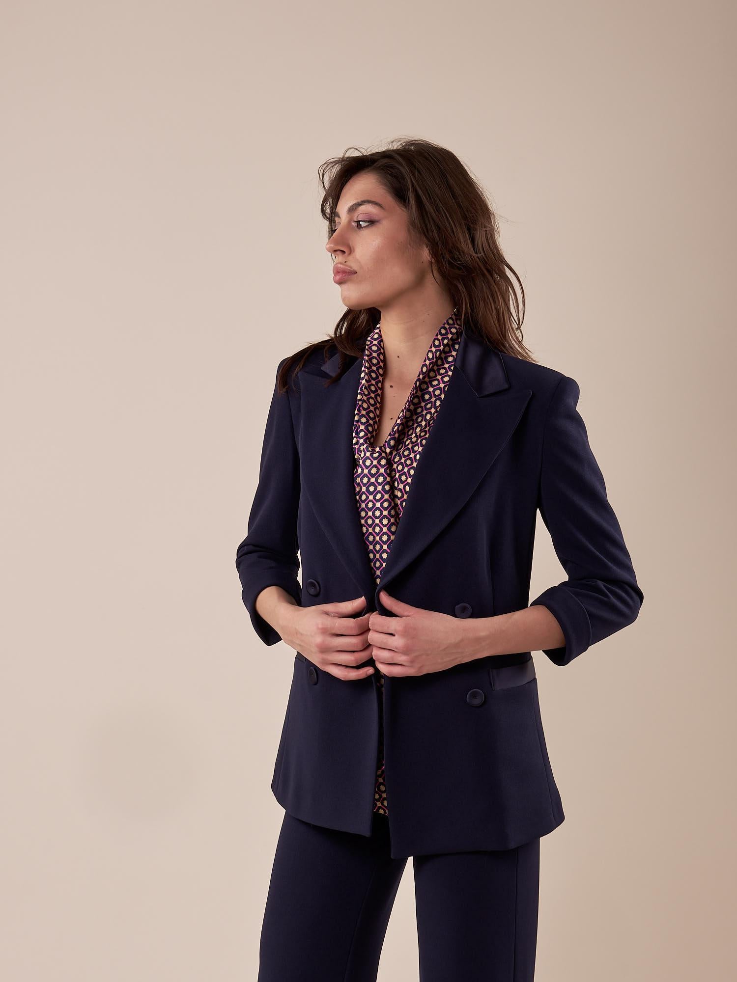 Complet tessuto crepe manica 3/4 donna. TA001980 BLU ARTIGLI 