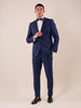 Classic formal suit with peak lapel jacket in satin for men.
