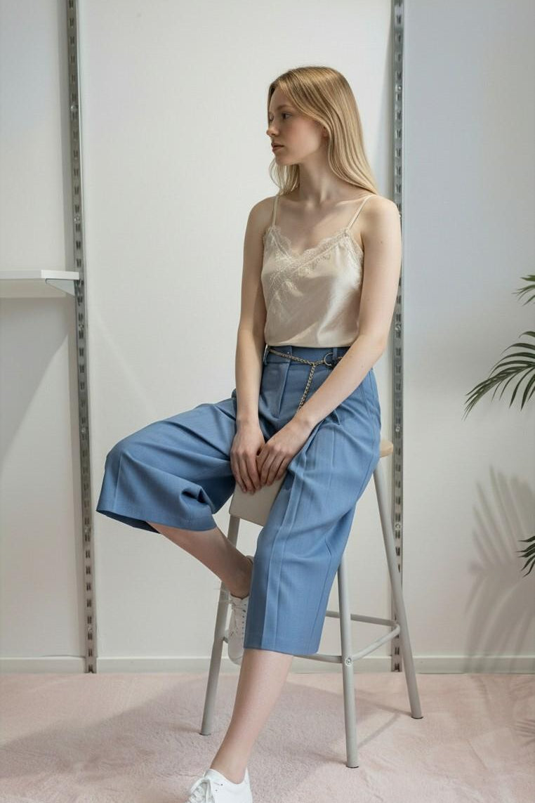 Pantalone Donna Modello Gonna-Pantalone con Tasca allAmericana e Due Pences PG126G POLVERE EXTASY 