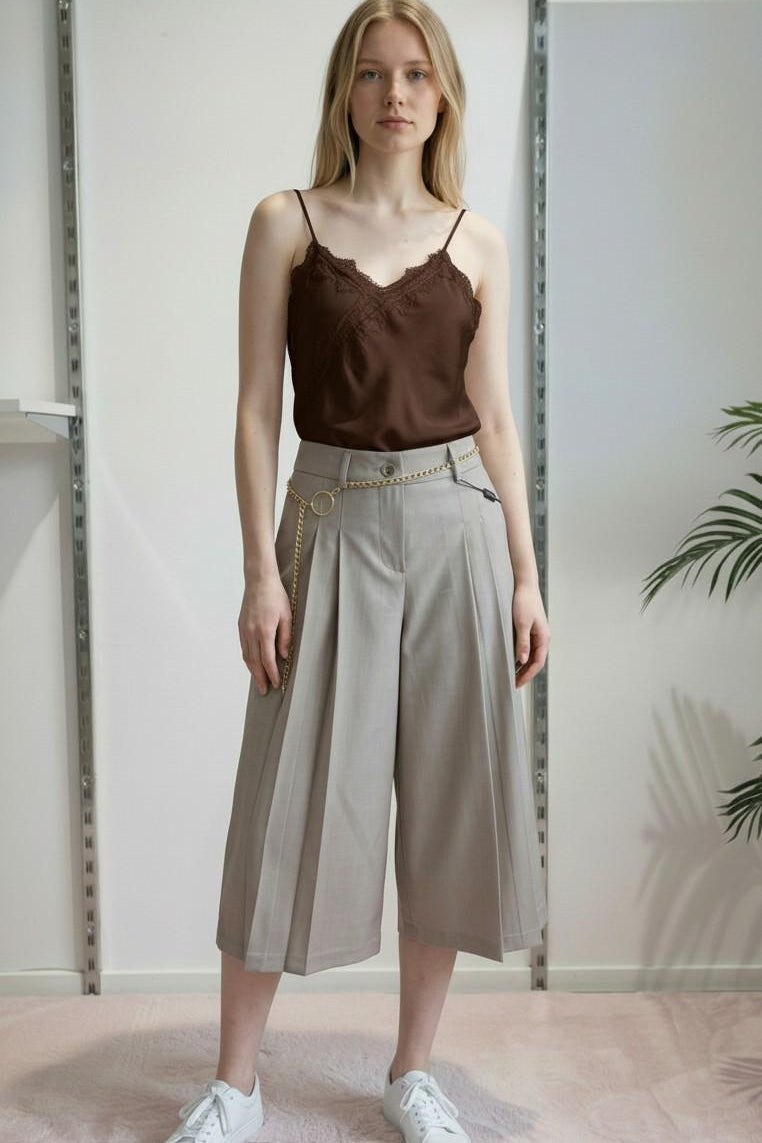 Pantalone Donna Modello Gonna-Pantalone con Tasca allAmericana e Due Pences PG126G BEIGE EXTASY Donna 