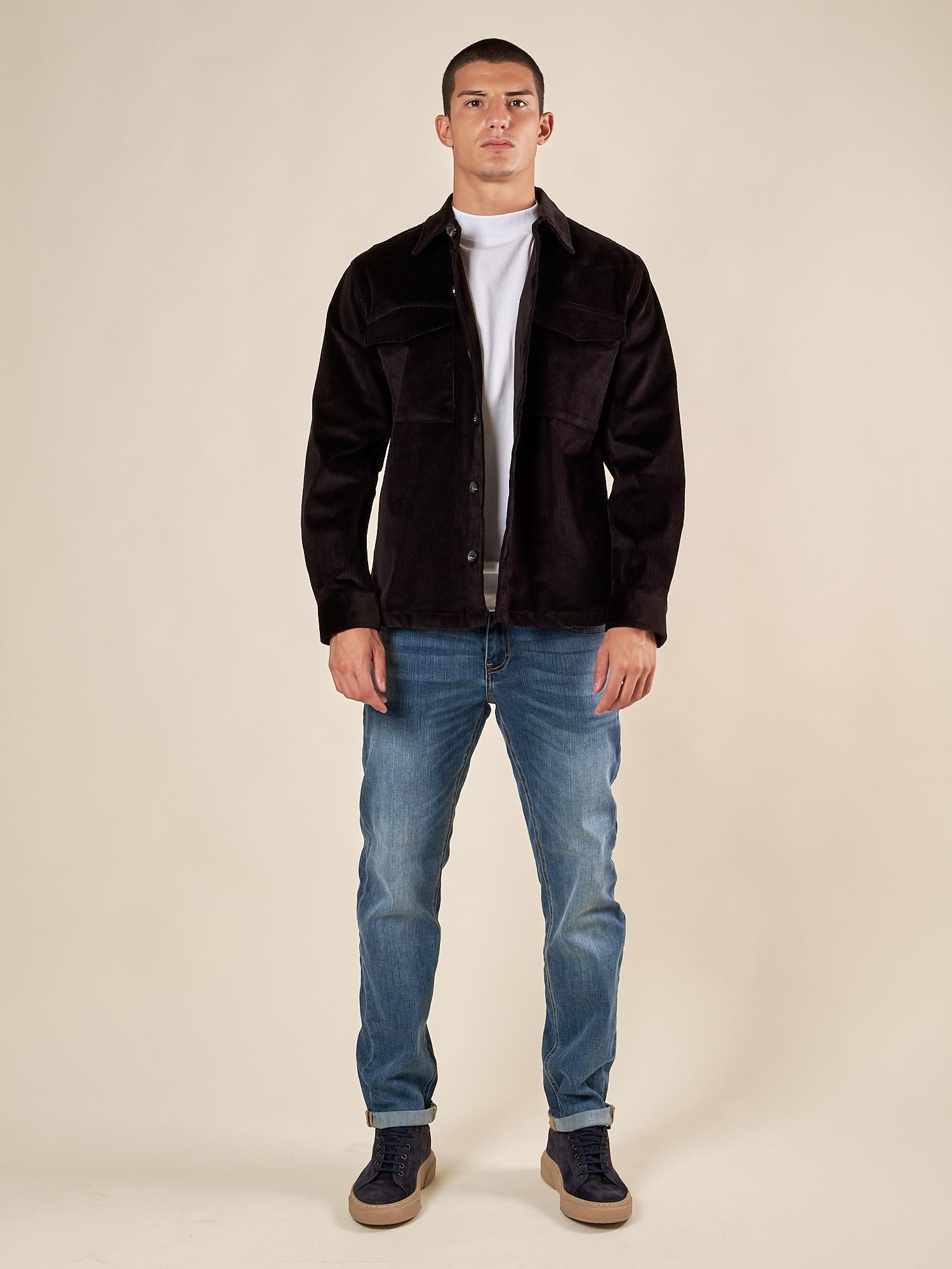 Giubbino Uomo Over Shirt Worker in Velluto. GBI1630H NERO HAMAKI-HO 