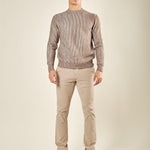Maglia Uomo Invernale in Morbido Tessuto con Mezzo Collo Rigato. Eleganza e Comfort in un Solo Capo. DM9572 TORTORA DATCH 