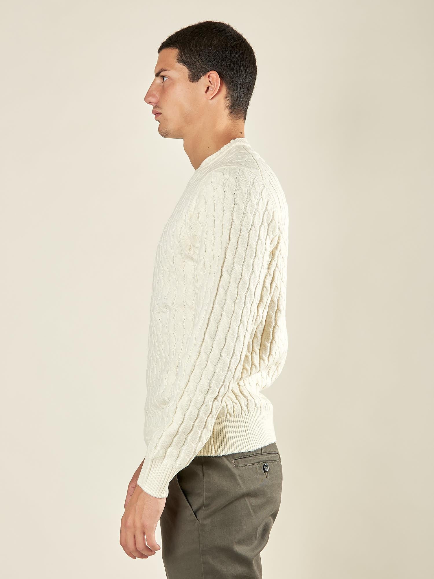 Maglia Uomo Invernale a Trecce in Misto Acrilico. Calore, Stile e Comfort per la Stagione Fredda. M431718 PANNA BEVERLY HILLS POLO CLUB 