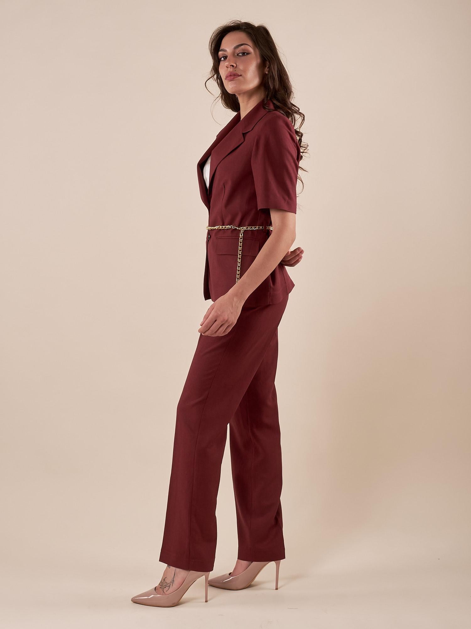 Completo Donna giacca e pantalone palazzo in lino e viscosa ROMI/4001 INDIA ROMIHO 