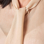 Camicia Donna in tessuto lurex effetto seta con sciarpina al collo. PB8809 BEIGE PATRIZIA BLASIO 