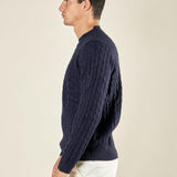 Maglia Uomo Invernale a Trecce in Misto Acrilico. Calore, Stile e Comfort per la Stagione Fredda. M431718 BLU BEVERLY HILLS POLO CLUB 