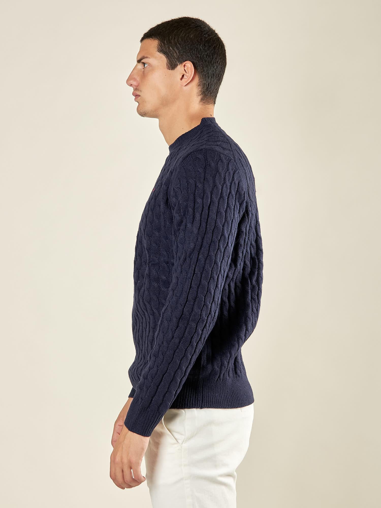 Maglia Uomo Invernale a Trecce in Misto Acrilico. Calore, Stile e Comfort per la Stagione Fredda. M431718 BLU BEVERLY HILLS POLO CLUB 