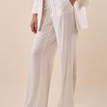 Pantalone Donna lungo a palazzo tessuto fluido con tasca allamericana. ROMI/A5116 BIANCO ROMIHO 