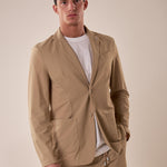 Giacca uomo tessuto tecnico stretch due bottoni tasca a toppe. OC1S2S5G01 BEIGE OVER-D 