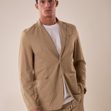 Giacca uomo tessuto tecnico stretch due bottoni tasca a toppe. OC1S2S5G01 BEIGE OVER-D 