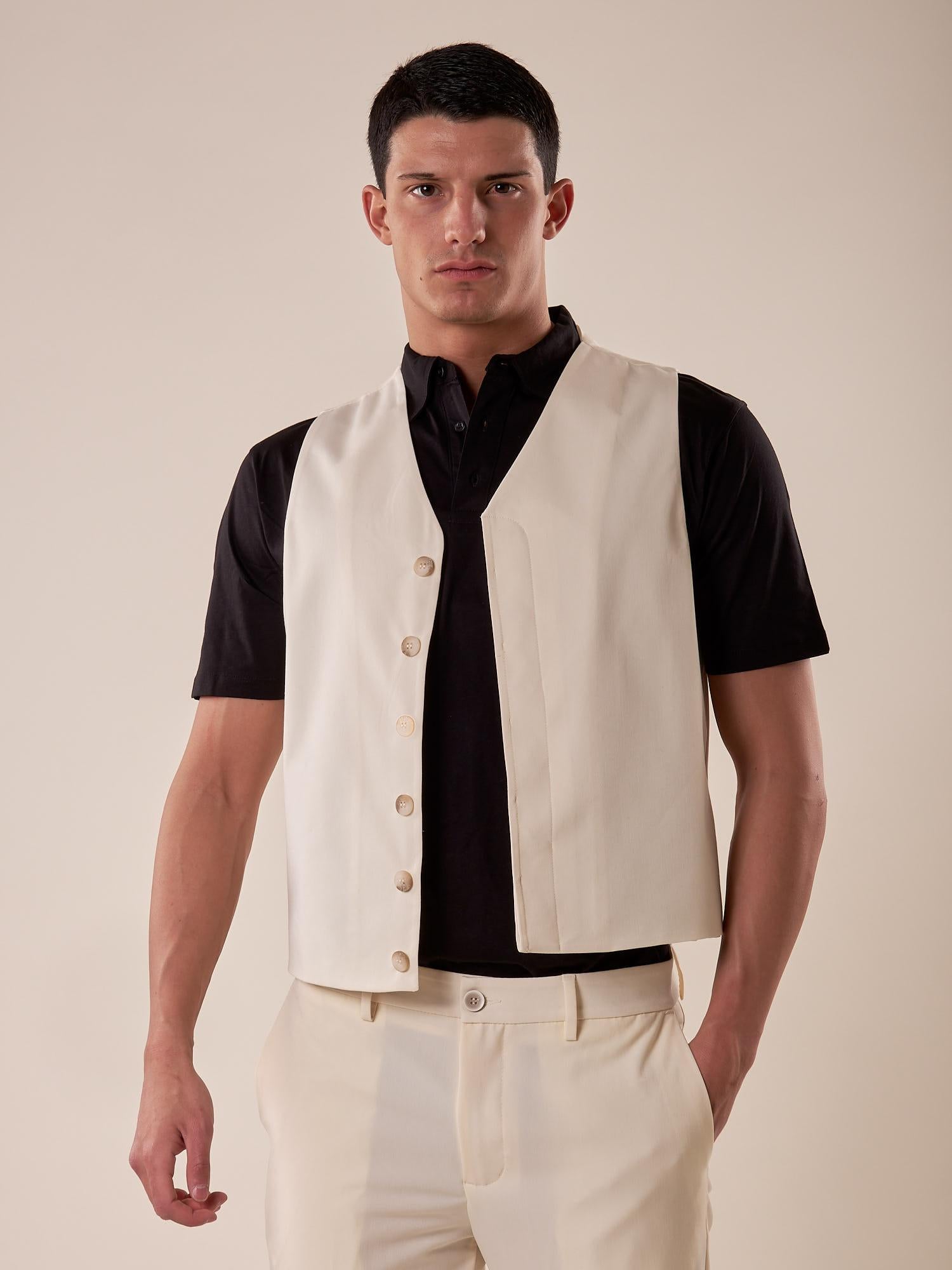 Gilet uomo abbottonatura nascosta. OE1S2S5I01 BURRO OVER-D Uomo 