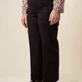 Pantalone Donna Curvy in Punto Milano  Palazzo Dritto alla Caviglia con Risvoltone. F646YBFAMORE NERO Lizalù 