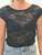 Top Donna Corto in Pizzo Trasparente a Manica Corta.