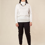 Pantalone Donna Curvy in Punto Milano  Vestibilità a Sigaretta, Tasche a Filetto, Lunghezza alla Caviglia. F708YBFAGGIA NERO Lizalù 