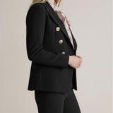 Giacca Doppiopetto Donna con Profilo in Raso e Bottoni Oro GI004357 NERO ARTIGLI Donna 