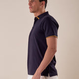 Polo manica corta con riga collo a contrasto uomo. PE123H BLU HAMAKI-HO 