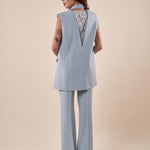Gilet Donna elegante con inserto in pizzo sul retro e chiusura doppiopetto. GL002440 POLVERE ARTIGLI 