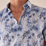 Camicia a Fantasia Floreale Uomo Manica Corta 100% Cotone Traspirante. CE1281H BLU HAMAKI-HO 